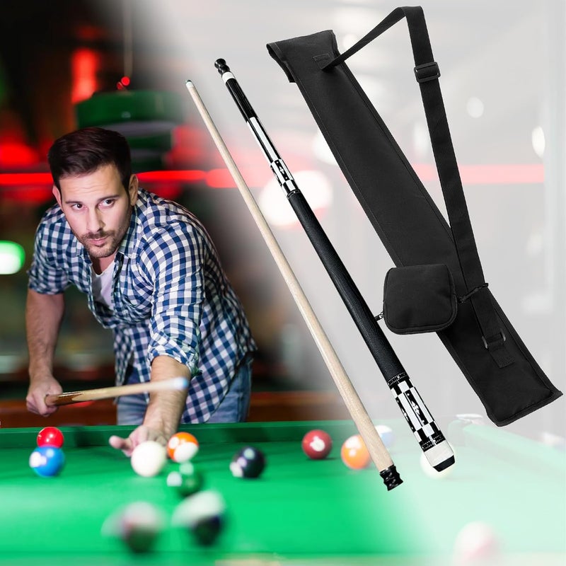 Sosation Pool Cue Case 2 x 2, Pool Stick Case for Holding 2 Butts & 2 Shafts, with Mini Zipper Storage Pouch, 32" Long Black Soft Billiard Cue Bag for Men and Women - Image 2